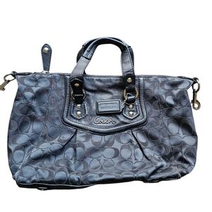 Coach dark gray and black‎ leather vintage hand bag